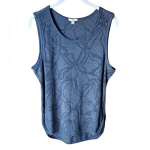 GAP Jacquard Perforated Charcoal Grey Tank Large L